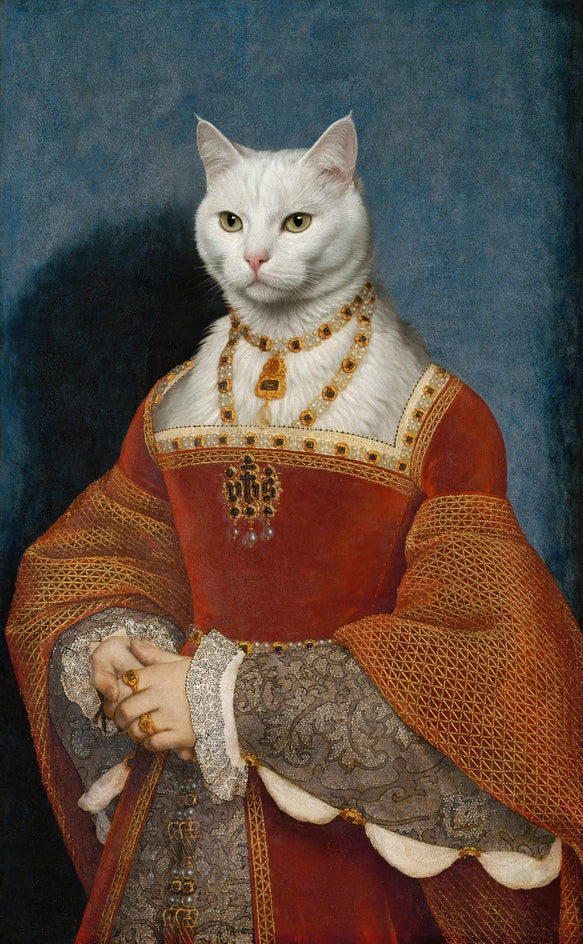 Quadro personalizado de gato gata tudor de veludo escarlate