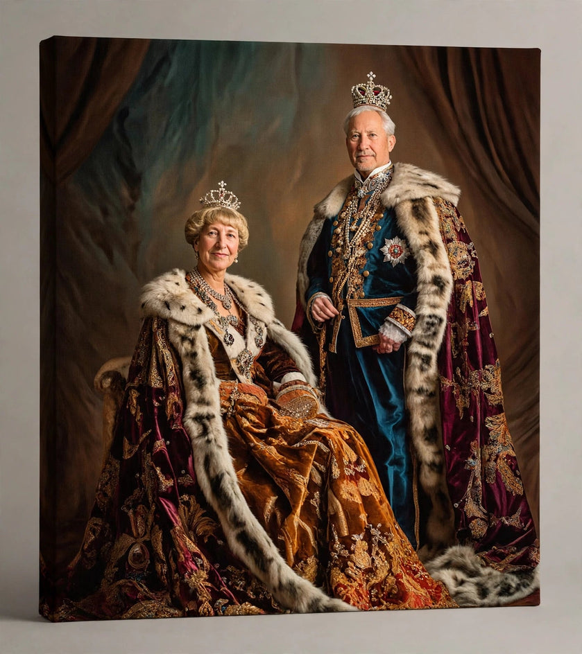 Quadro canvas Quadro Personalizado de Casal — Realeza com Manto de Arminho - foto principal