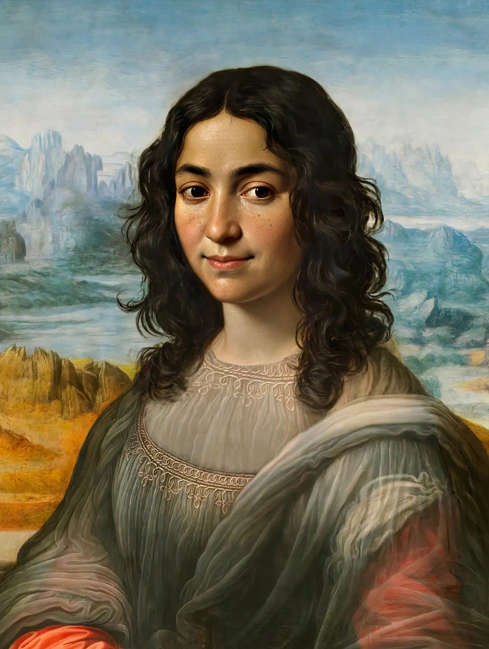 Quadro personalizado de mulher estilo Mona Lisa renascentista