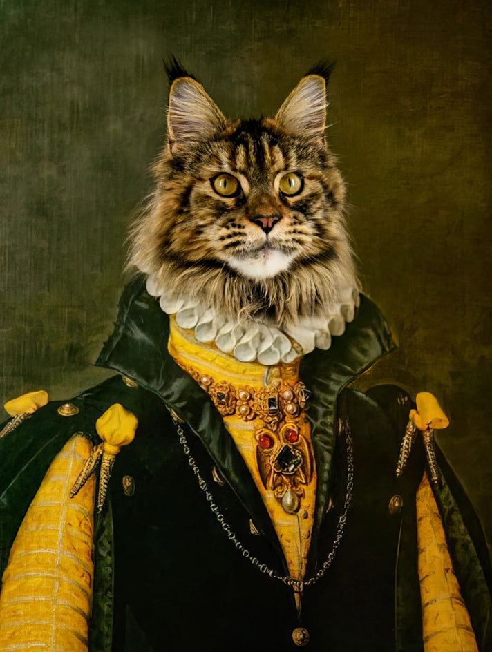 Quadro personalizado de gato gato maine coon de gibao verde