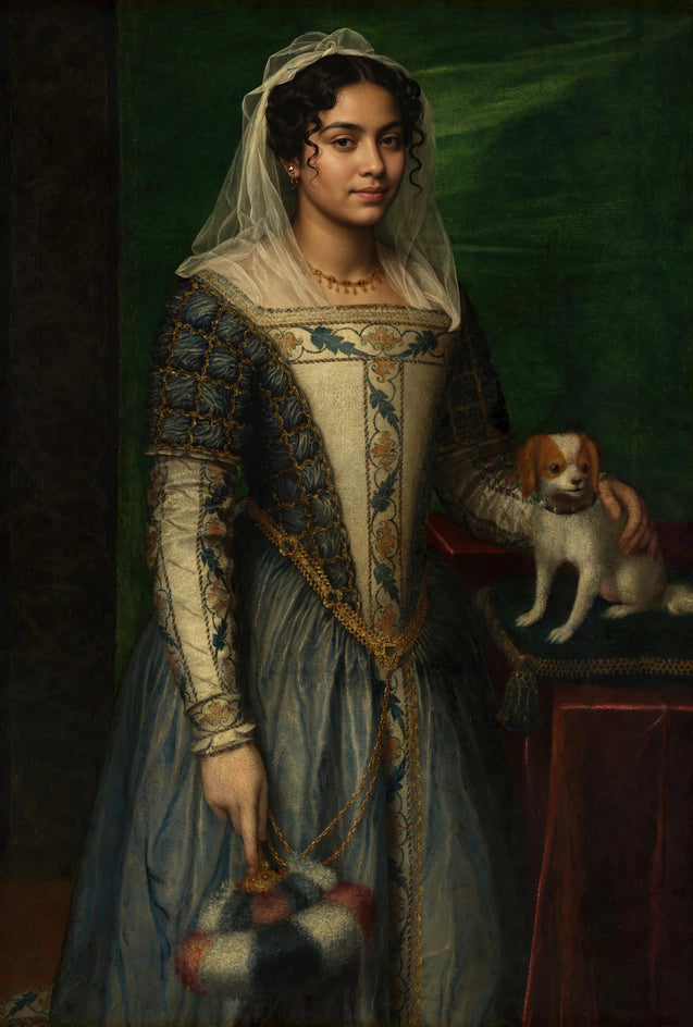 Quadro personalizado de mulher com véu dourado Tudor