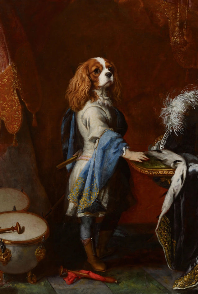 Quadro personalizado de cachorro cavalier do tambor azul