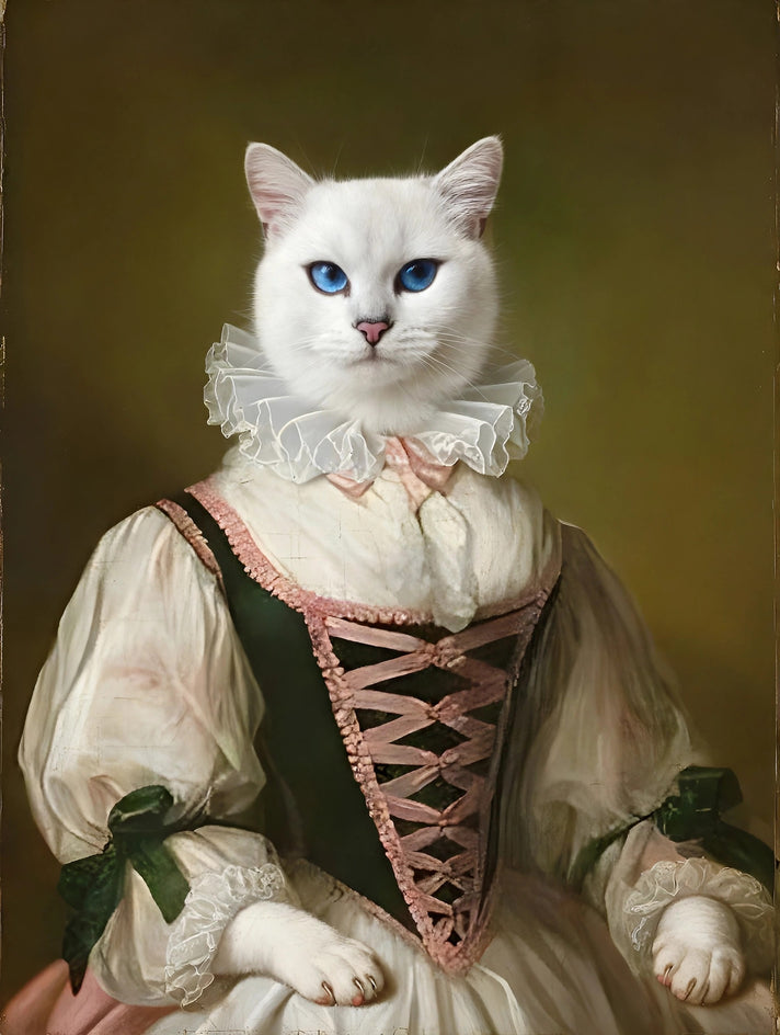 Quadro personalizado de gato com corpete rosa com amarração delicada