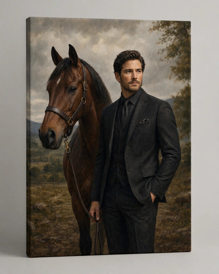 Quadro canvas Homem Cavalheiro Equestre — Quadro Personalizado de Homem - foto principal