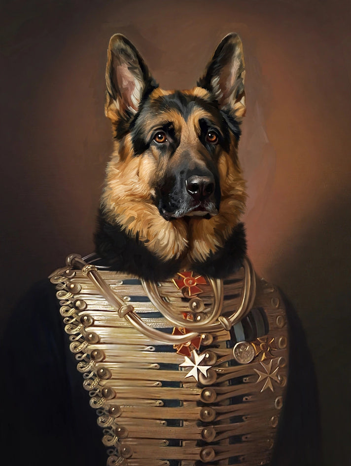 Quadro personalizado de cachorro pastor alemão hussardo