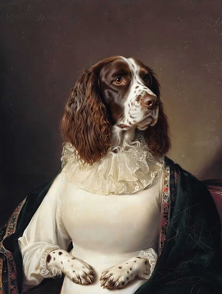 Quadro personalizado de cachorro springer spaniel como duquesa