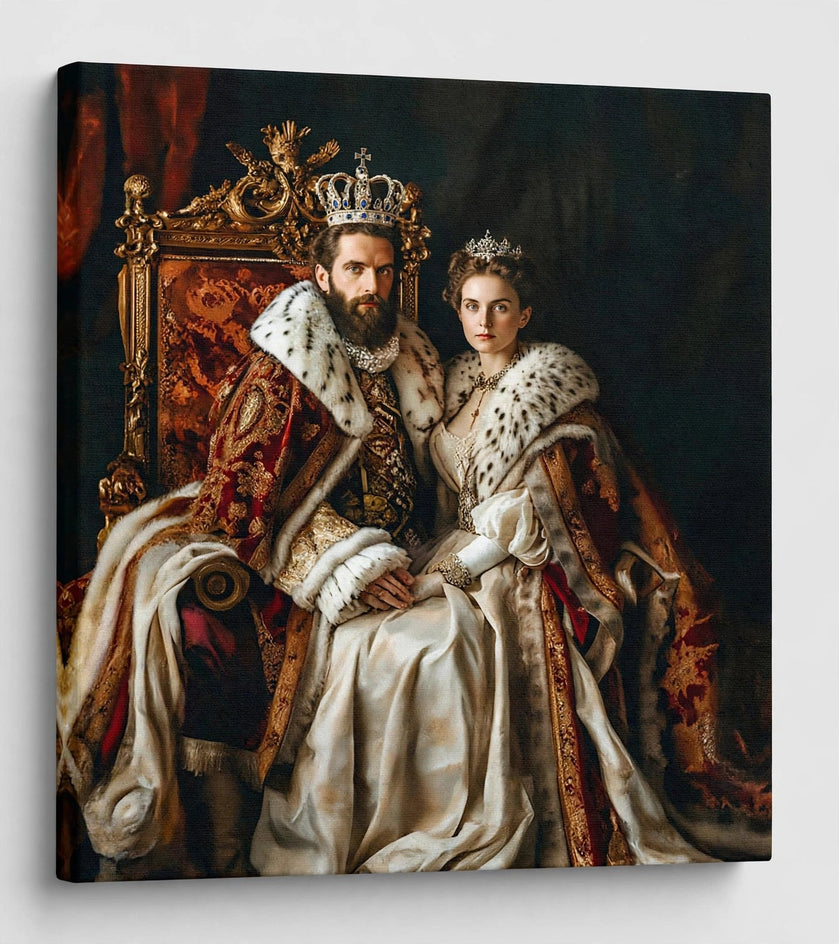 Quadro canvas Quadro Personalizado de Casal — Trono Dourado - foto principal