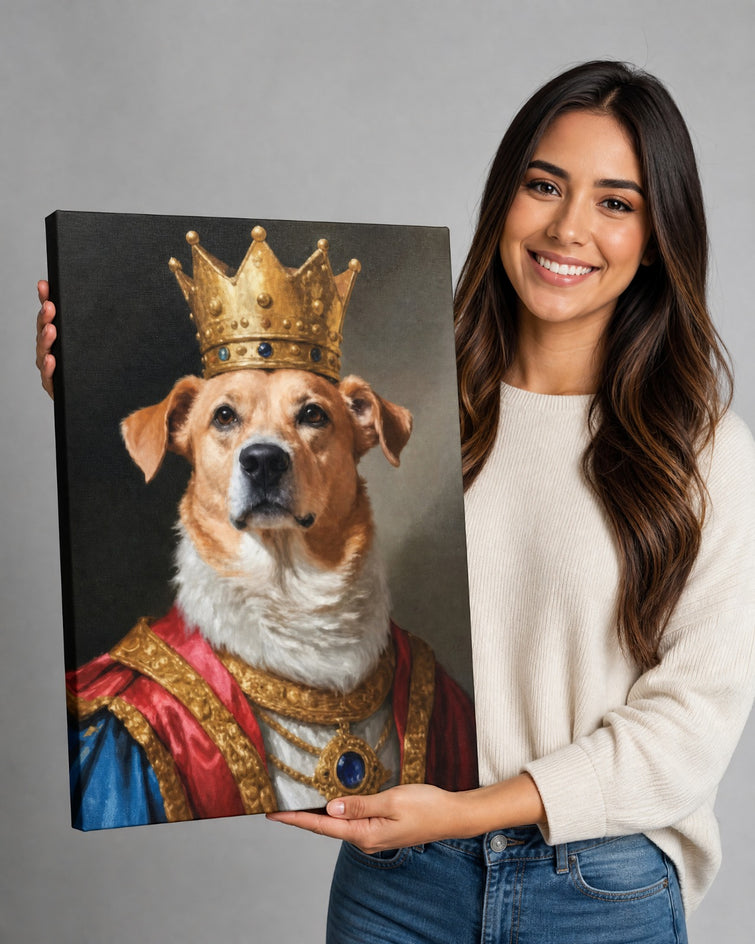 Cachorro Rei Coroado — Quadro Personalizado de Cachorro