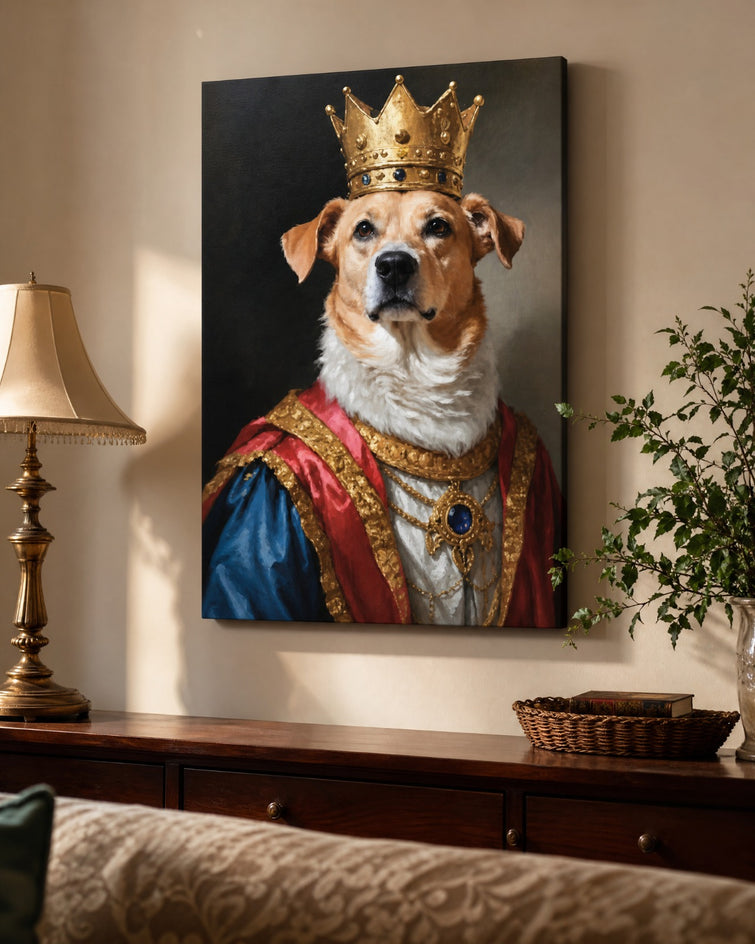 Cachorro Rei Coroado — Quadro Personalizado de Cachorro