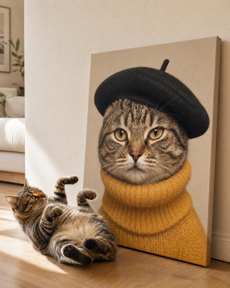 Gato Francês de Boina — Quadro Personalizado de Gato