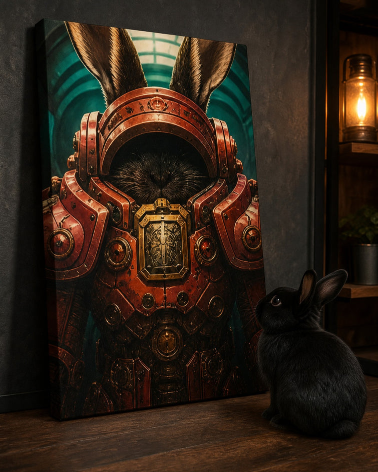 Coelho Guerreiro - Quadro Personalizado de Pet