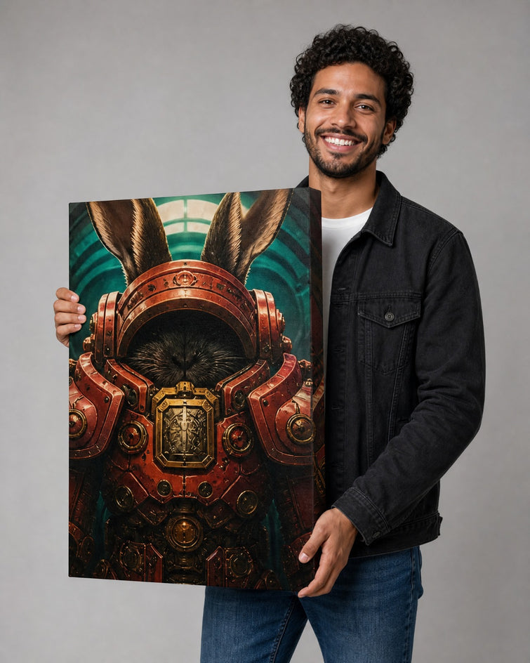 Coelho Guerreiro - Quadro Personalizado de Pet
