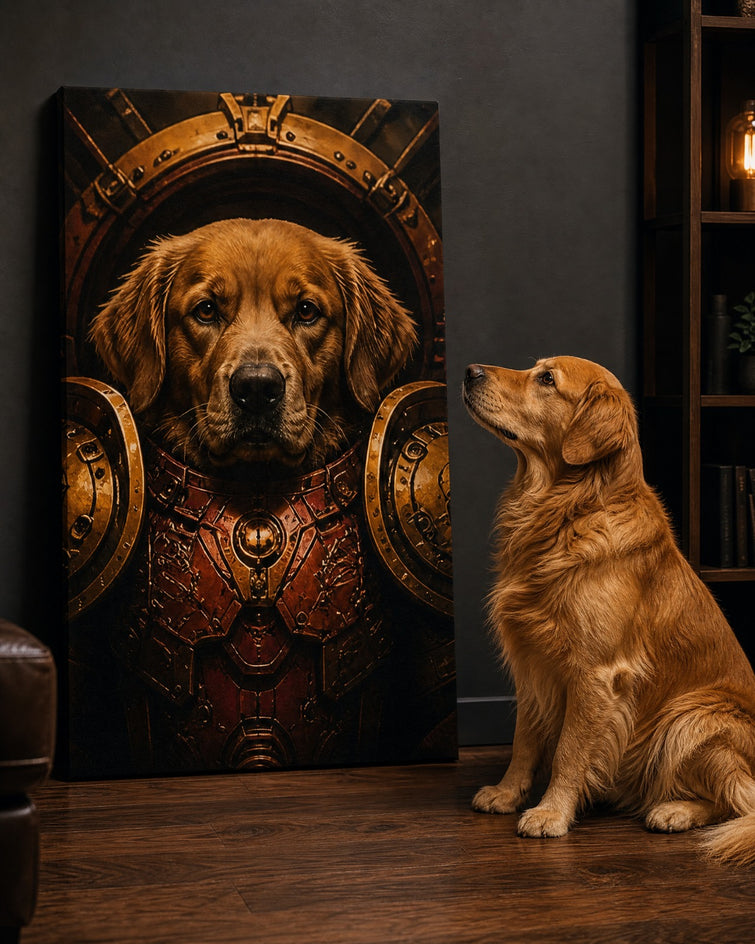 Golden Retriever Guerreiro - Quadro Personalizado de Cachorro