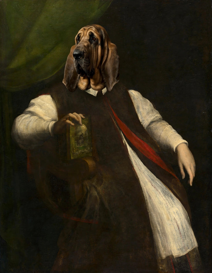 Quadro personalizado de cachorro sabujo erudito de manto marrom