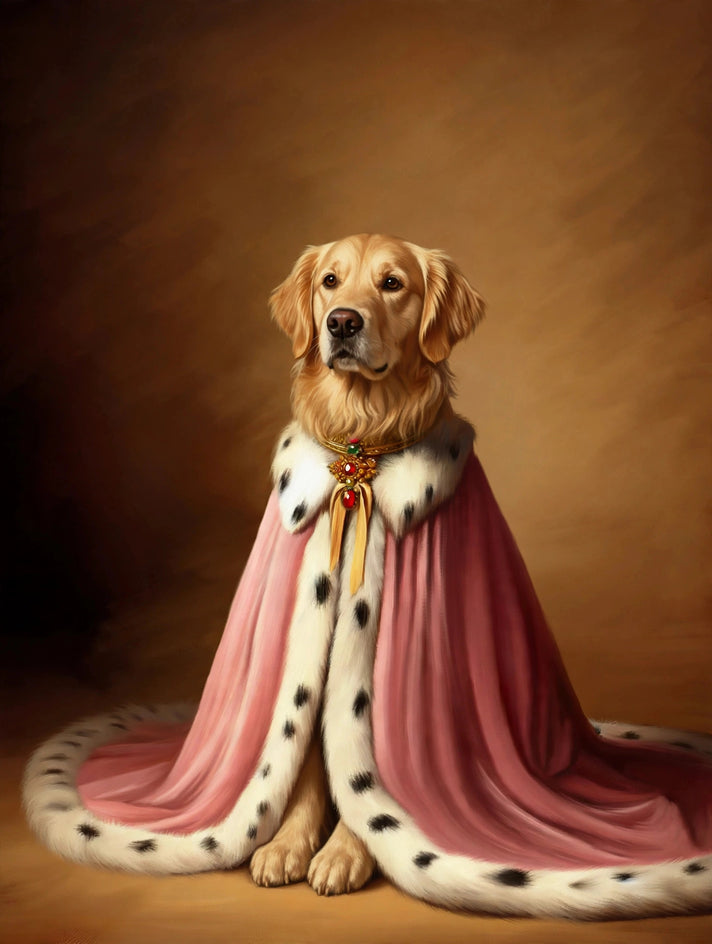 Quadro personalizado de cachorro golden com manto rosé