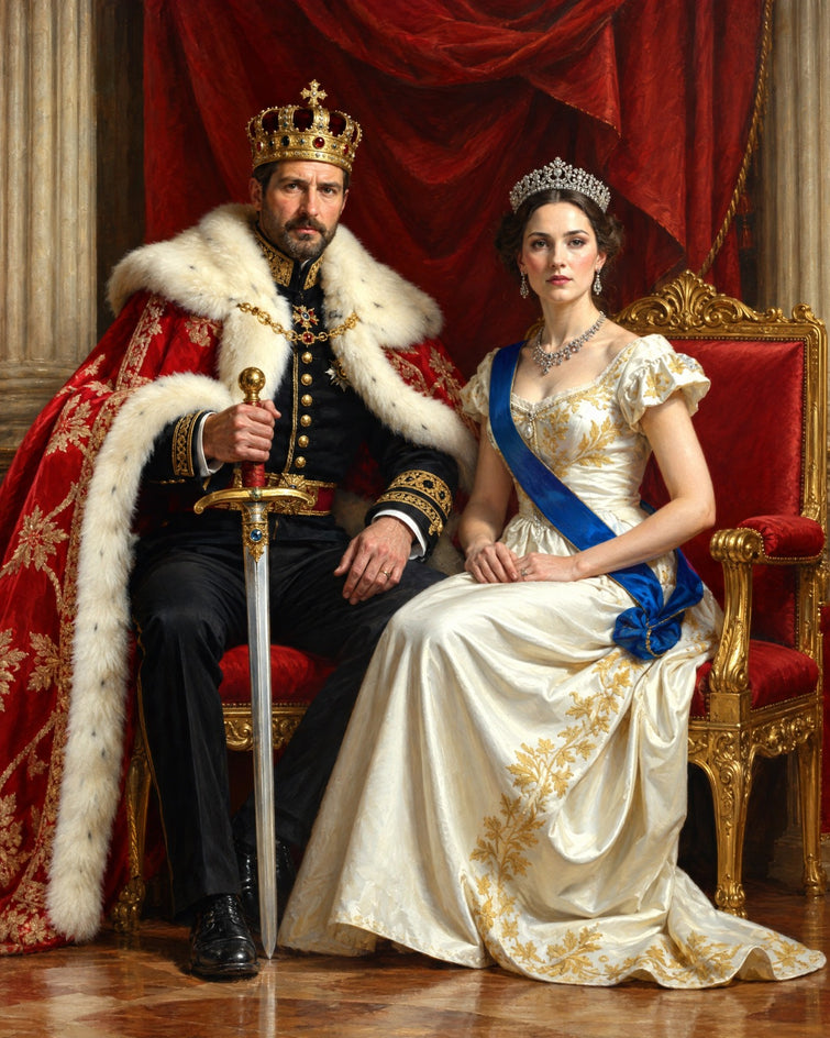Rei e Rainha — Quadro Personalizado de Casal - SUA FOTO VIROU ARTE