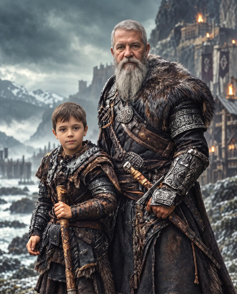 Vikings Avô e Neto — Quadro Personalizado - SUA FOTO VIROU ARTE