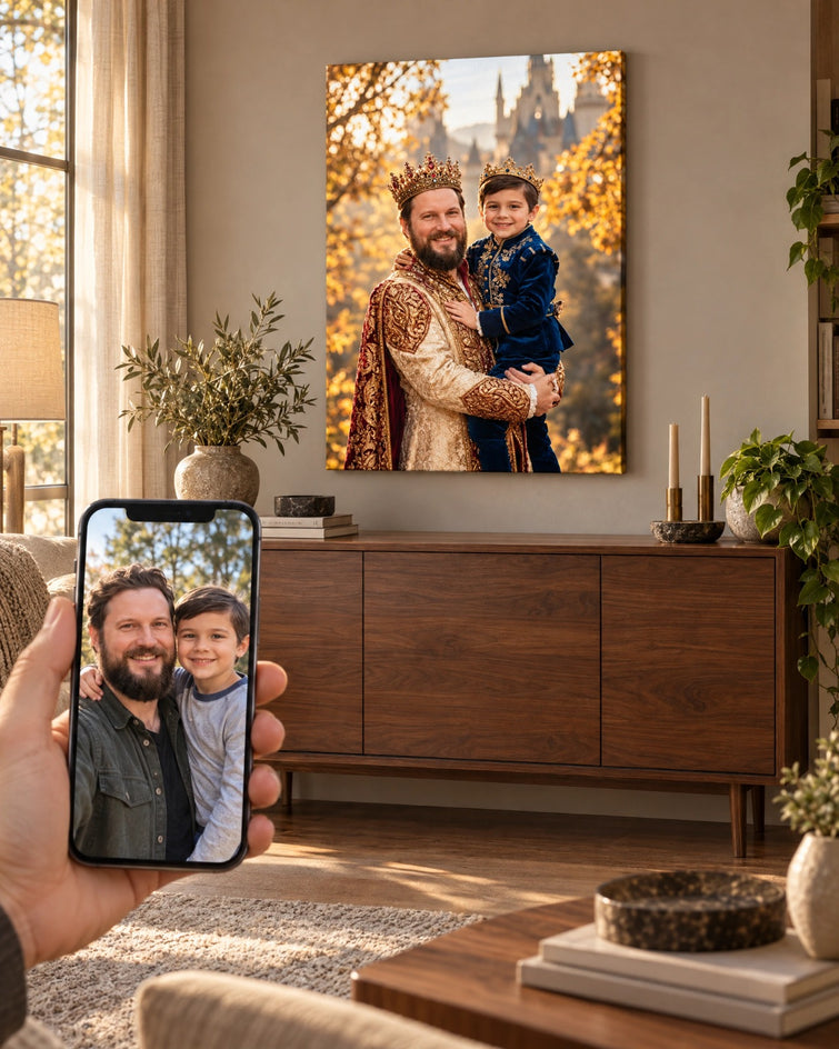 Rei e Príncipe — Quadro Personalizado de Pai e Filho - SUA FOTO VIROU ARTE