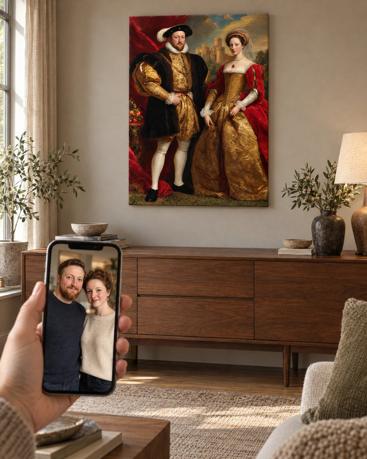 Casal Real Tudor — Quadro Personalizado de Casal - SUA FOTO VIROU ARTE
