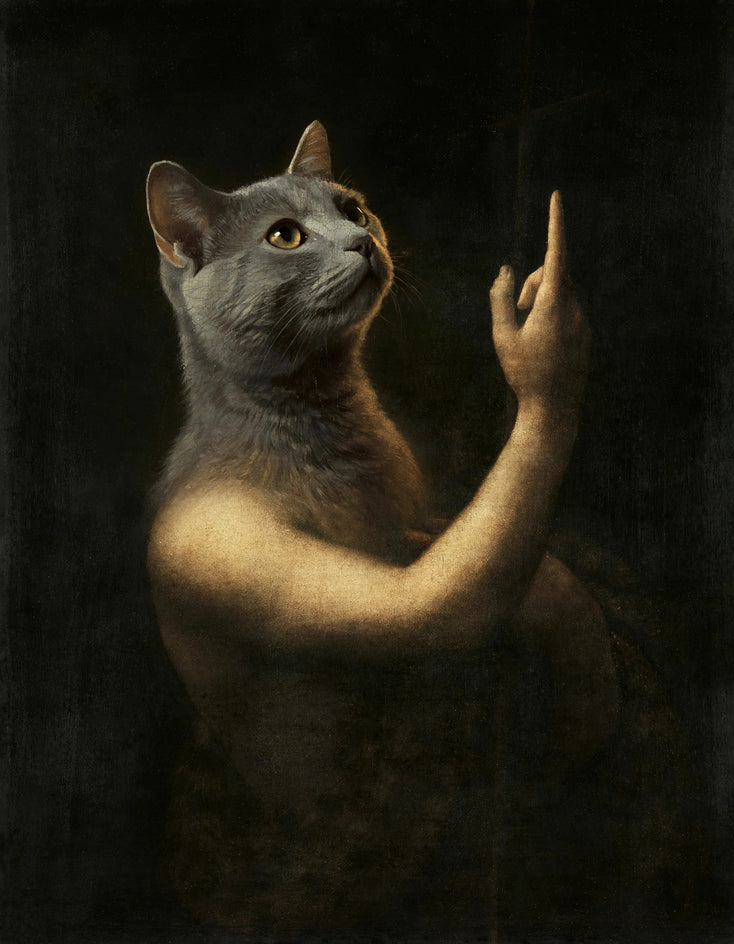 Quadro personalizado de gato gato cinza do toque divino