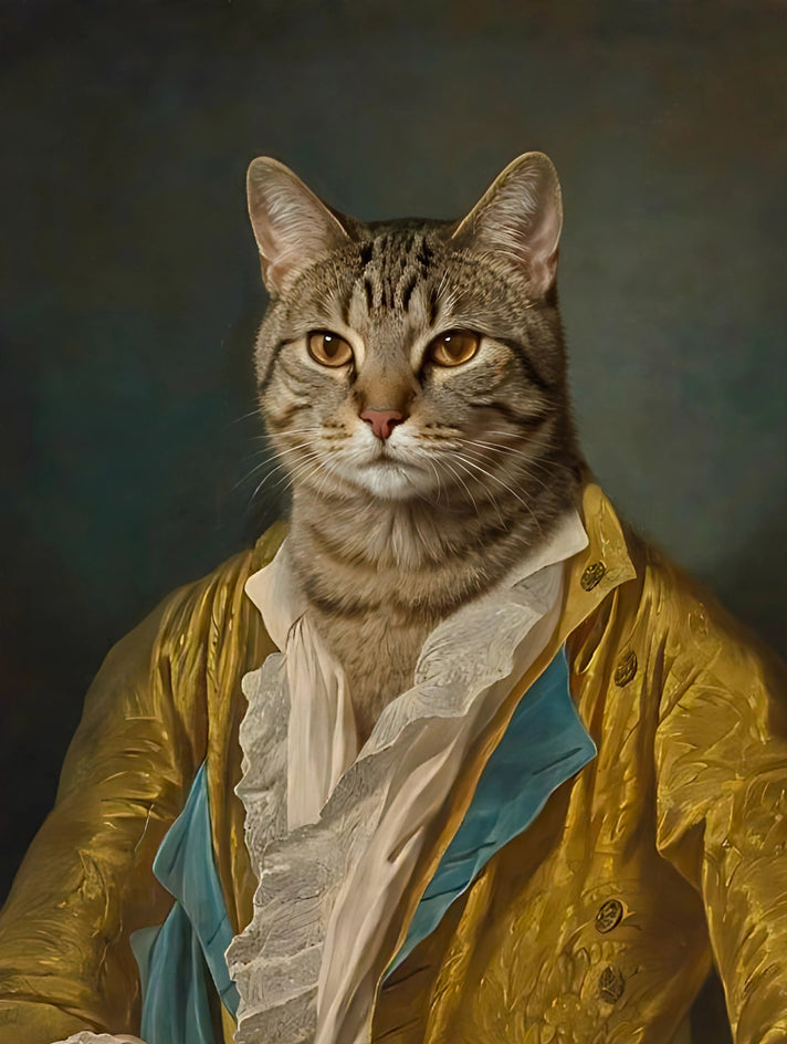 Quadro personalizado de gato tigrado com manto dourado