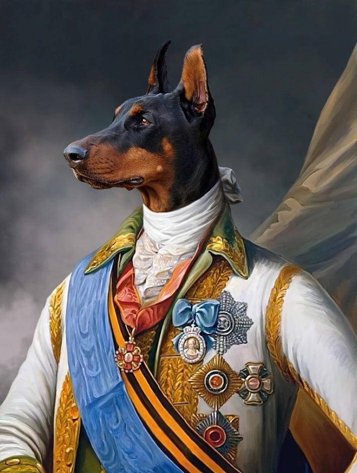 Quadro personalizado de cachorro doberman comandante