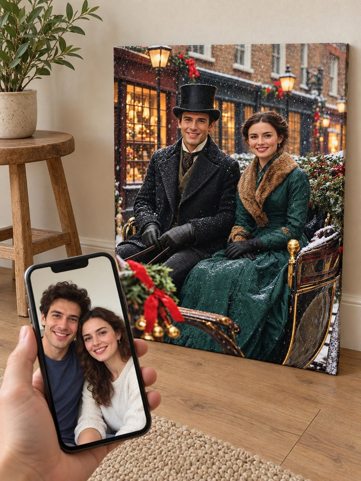 Casal Vitoriano no Trenó - SUA FOTO VIROU ARTE