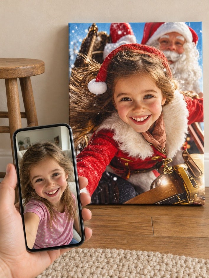 Menina Selfie com o Noel - SUA FOTO VIROU ARTE