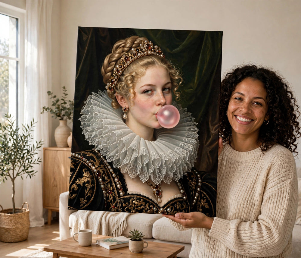 Mulher Negra Renascentista com Chiclete - Quadro Personalizado