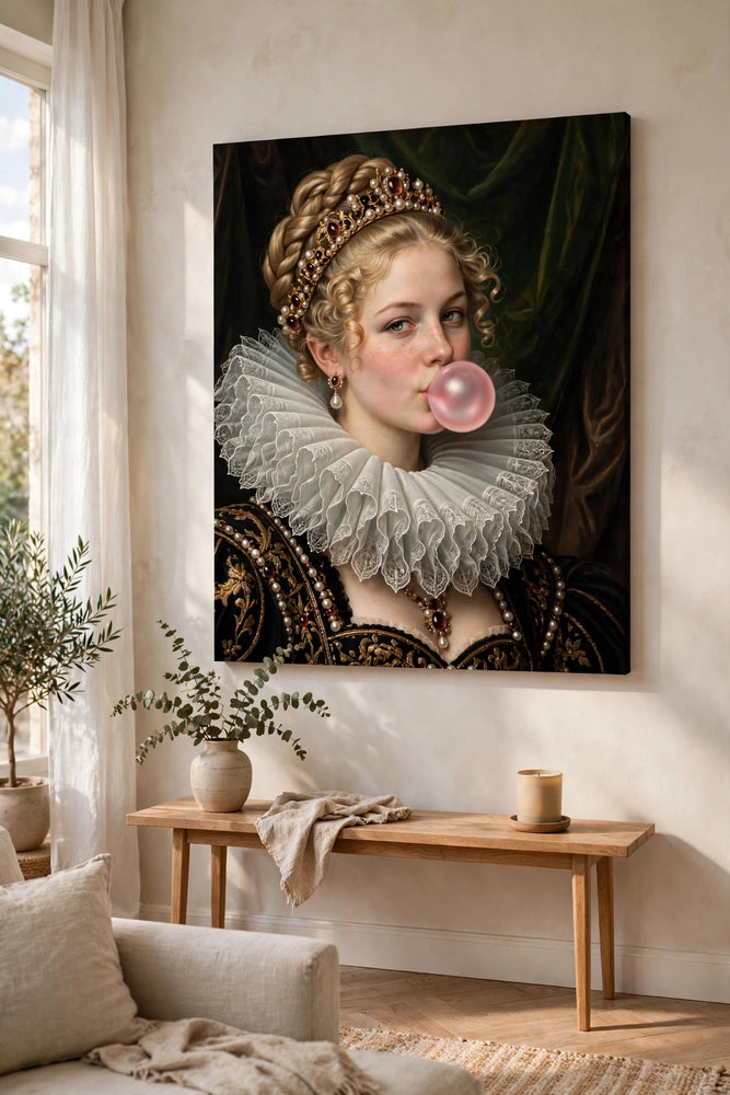 Mulher Negra Renascentista com Chiclete - Quadro Personalizado