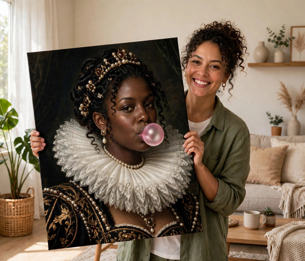 Mulher Renascentista com Chiclete - Quadro Personalizado
