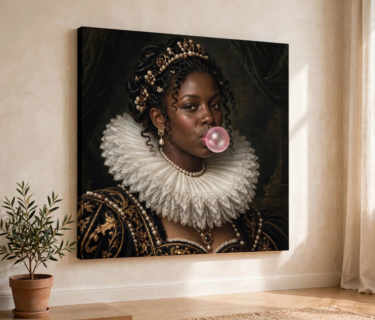 Mulher Renascentista com Chiclete - Quadro Personalizado