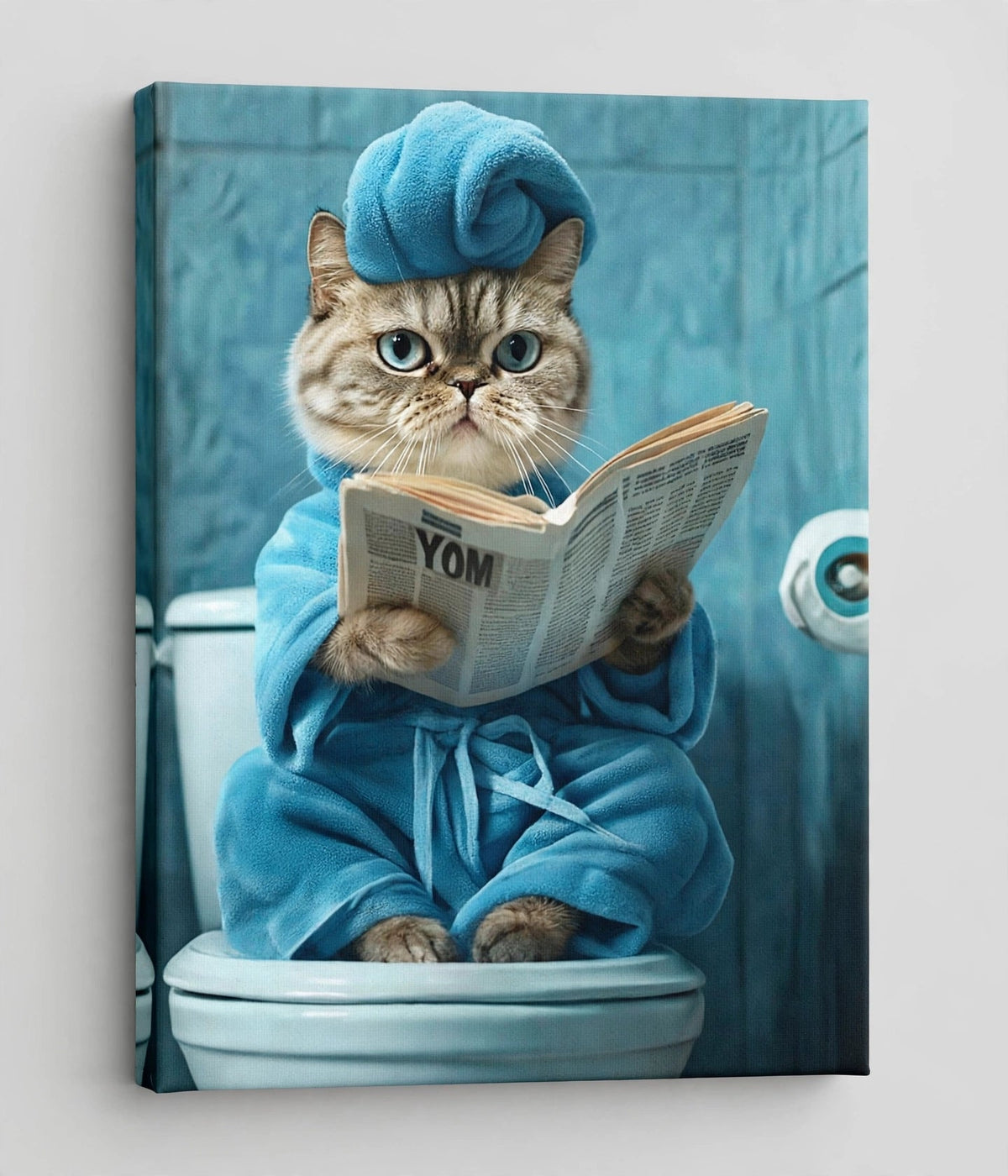 Quadro Personalizado de Pet — Gato Lendo Jornal