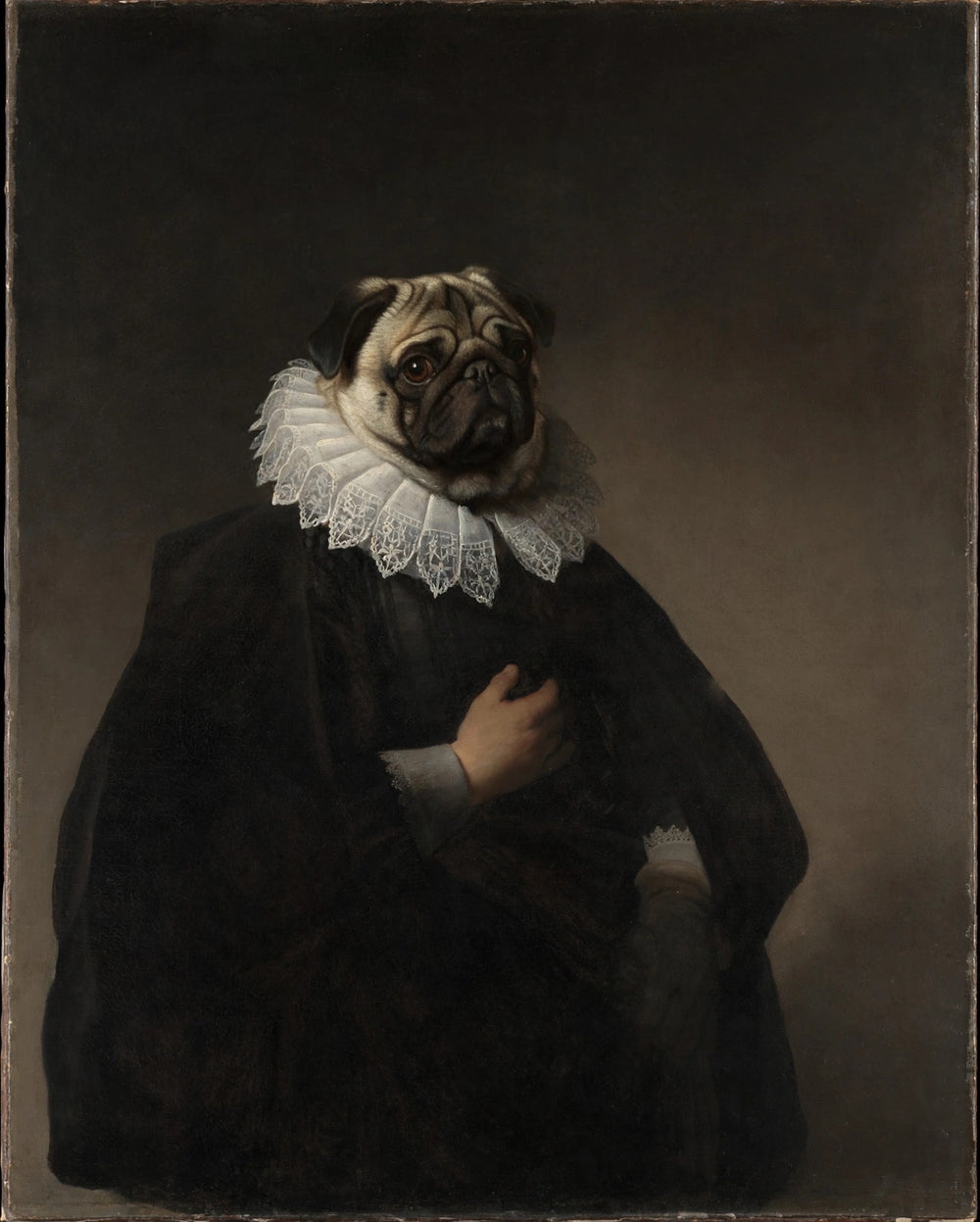 Quadro personalizado de cachorro pug de manto preto