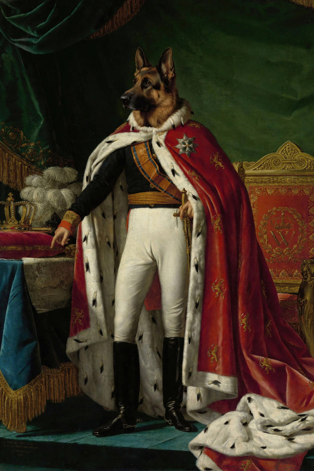 Quadro personalizado de cachorro pastor alemao rei do manto de arminho