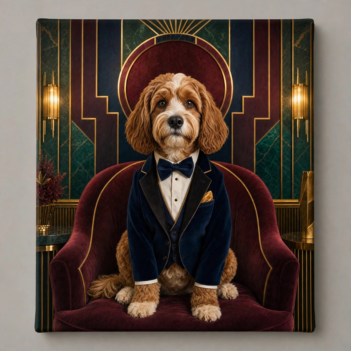 Cachorro Elegante no Cassino — Quadro Personalizado de Cachorro