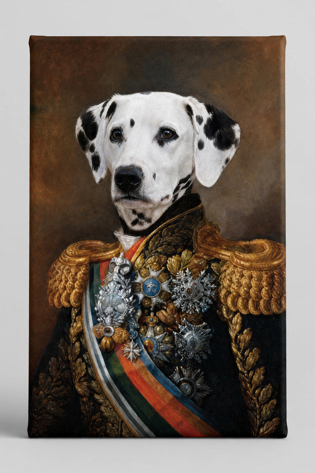 Quadro canvas Duque de Manchas — Retrato Real Personalizado para Pet - foto principal