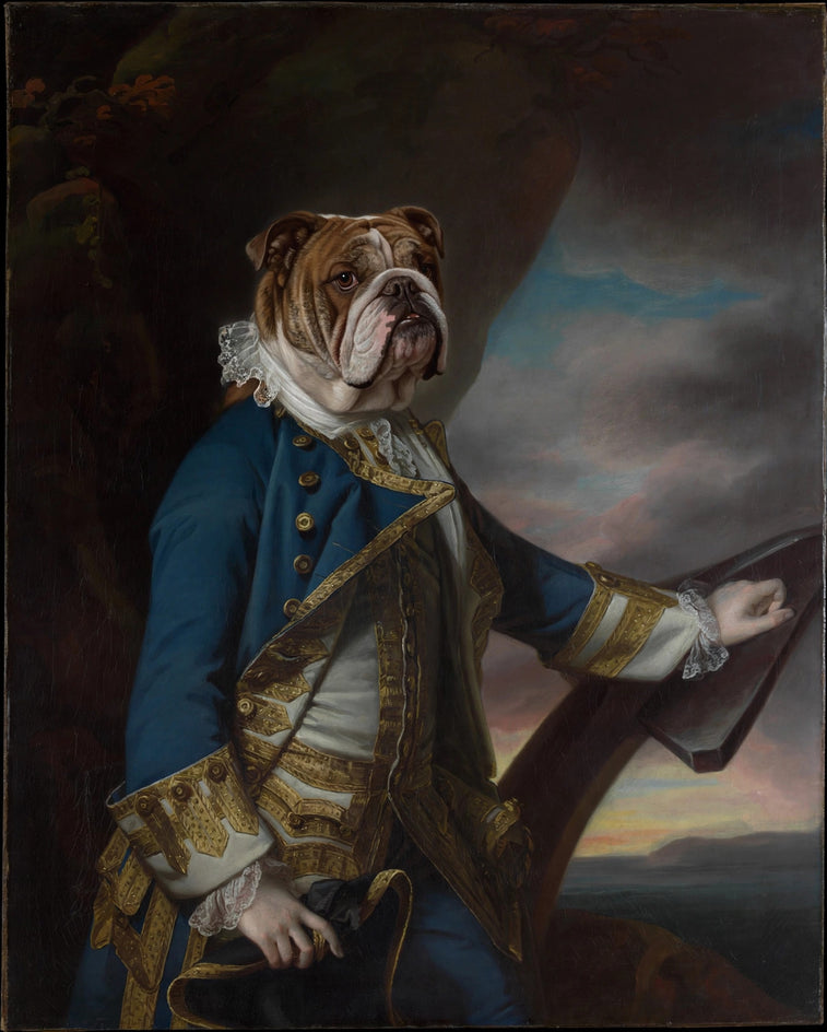 Quadro personalizado de cachorro bulldog inglês capitão de navio