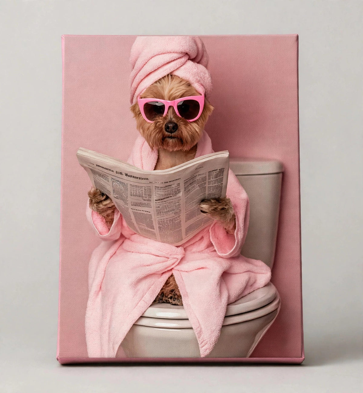 Quadro Personalizado de Pet — Cão Estiloso Lendo Jornal
