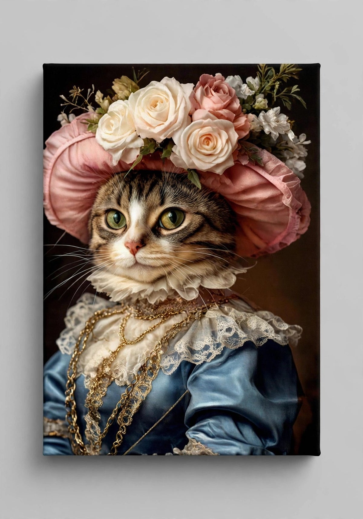 Quadro Personalizado de Pet — Gata com Bonnet Rosa