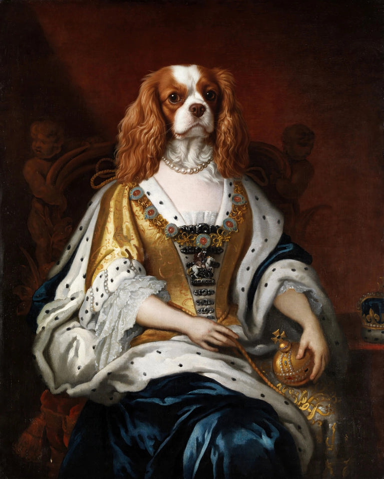 Quadro personalizado de cavalier com brocado dourado