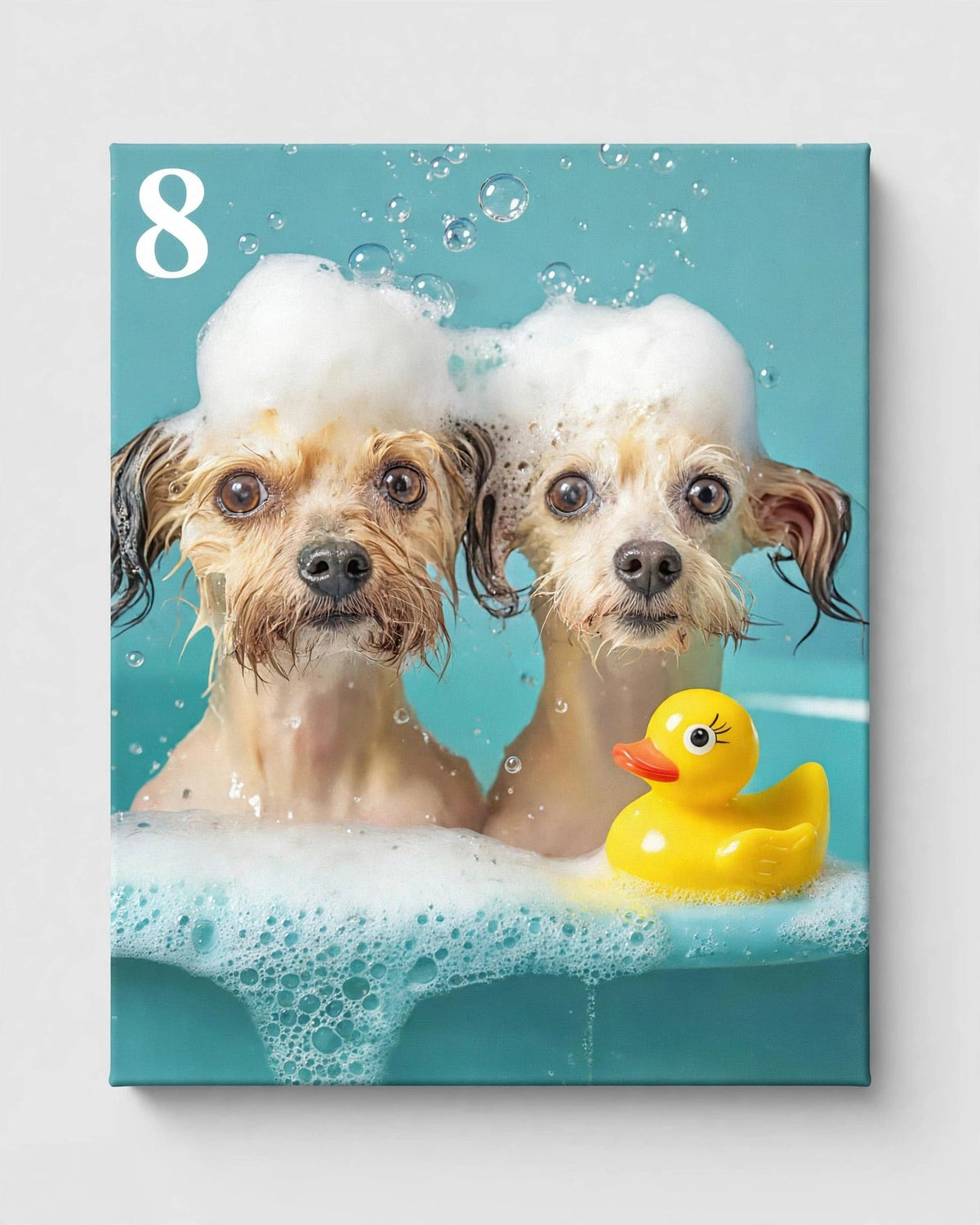 Dupla no Banho de Espuma — Retrato Personalizado para Qualquer Pet
