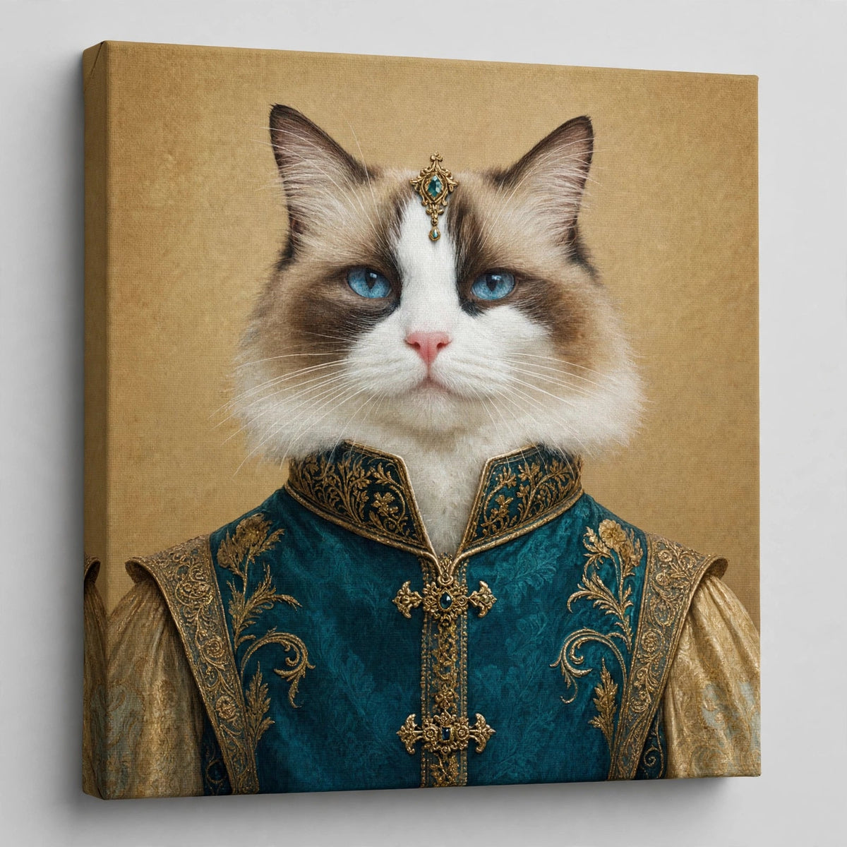 Gato Nobre de Veludo Azul — Quadro Personalizado de Gato