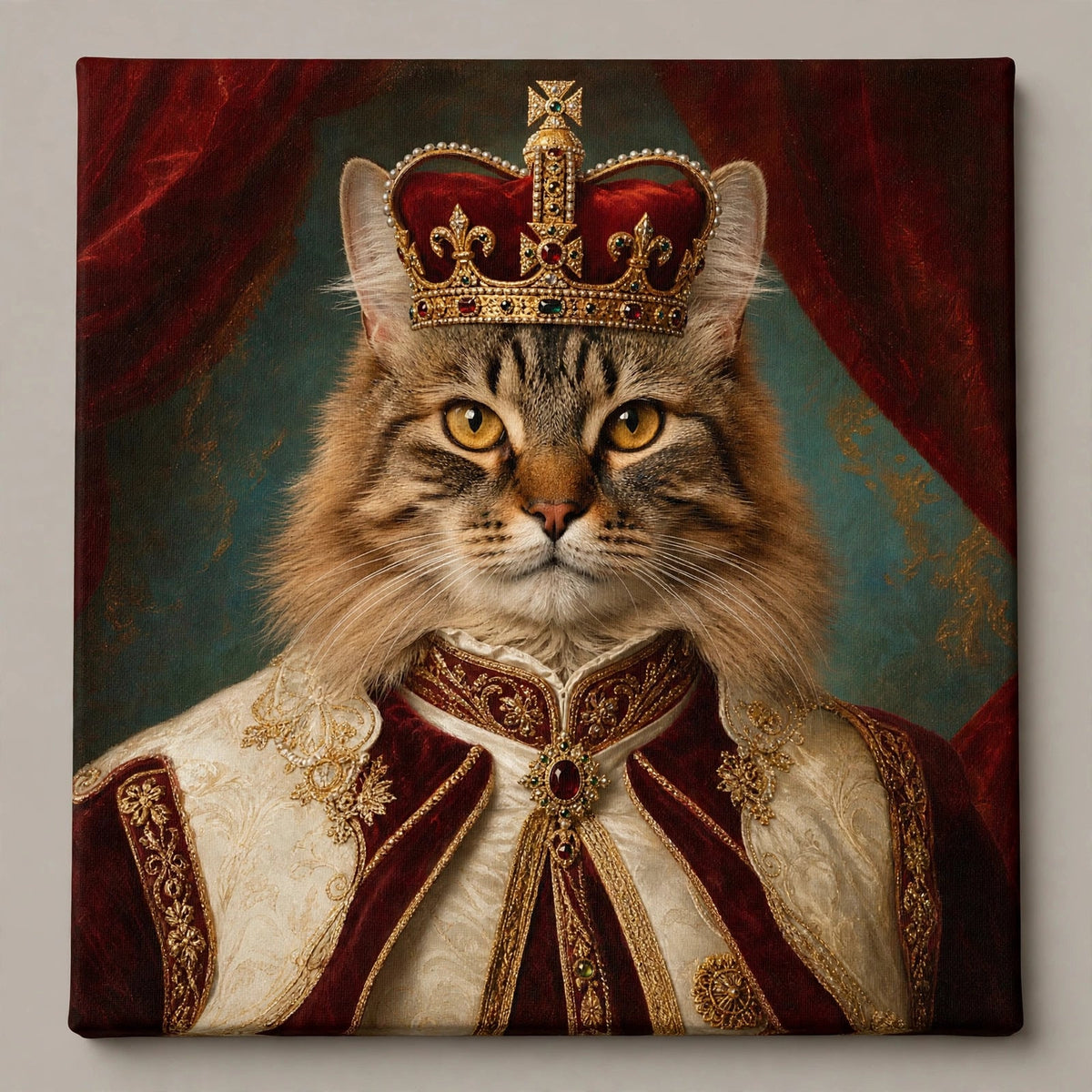 Gato Soberano Dourado — Quadro Personalizado de Gato