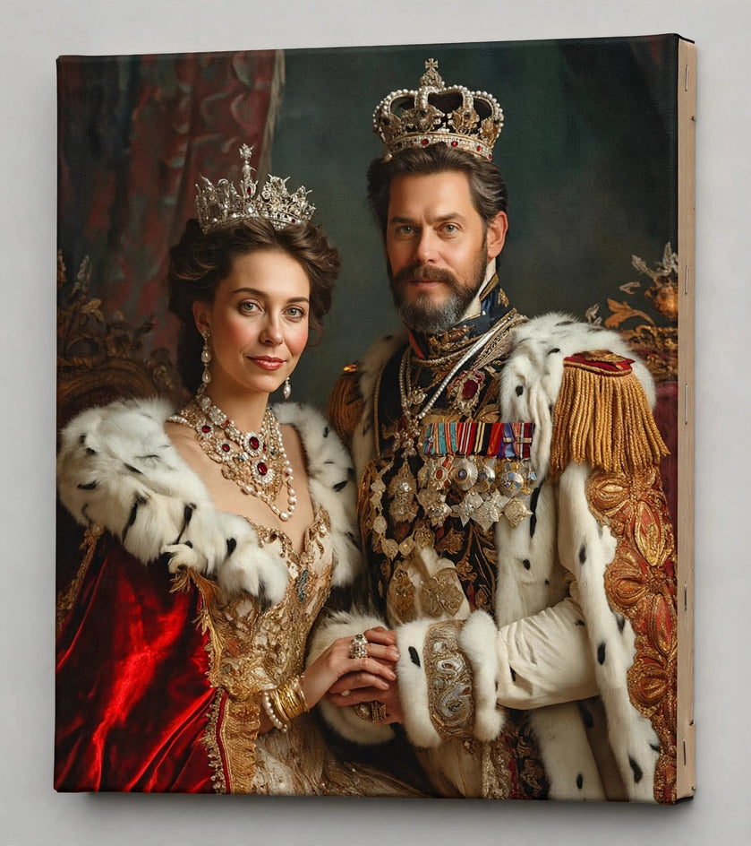 Quadro canvas Quadro Personalizado de Casal — Coroas Vermelhas - foto principal