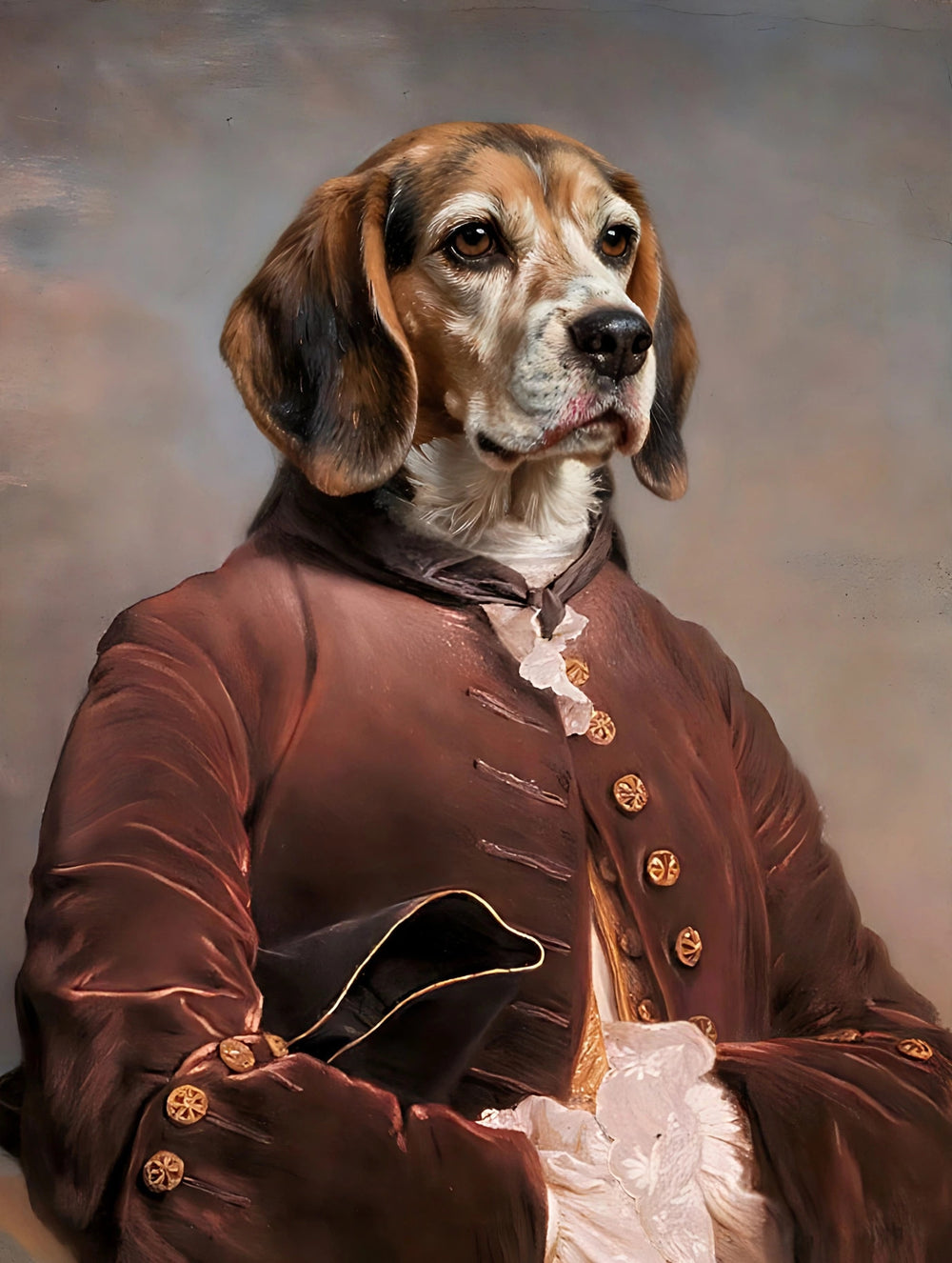 Quadro personalizado de cachorro beagle fidalgo de veludo bordo