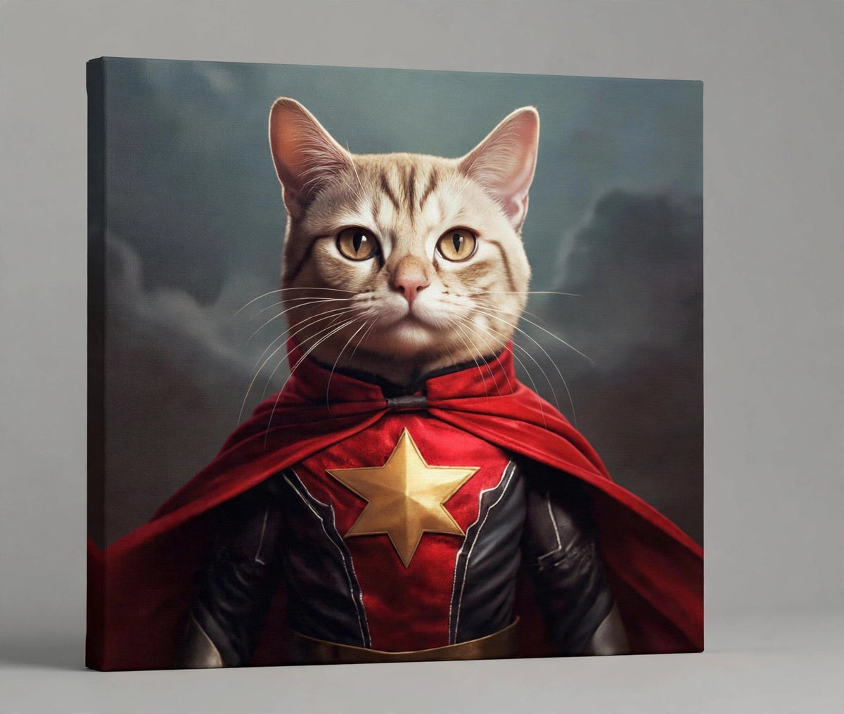 Quadro Personalizado de Pet — Gato Herói
