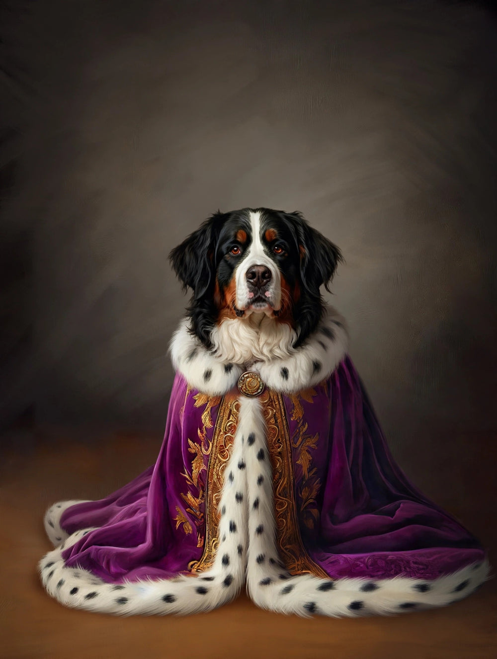 Quadro personalizado de cachorro bernês com manto púrpura