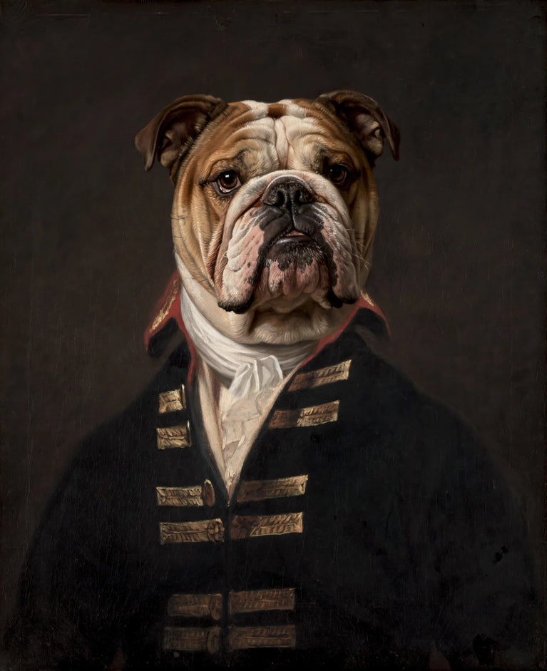 Quadro personalizado de buldogue almirante de casaca negra