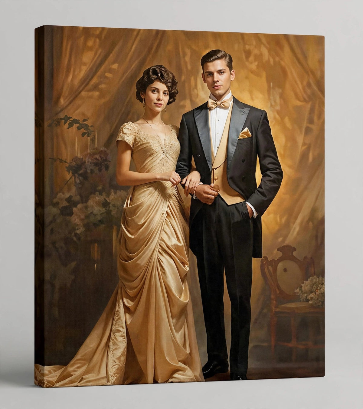 Quadro Personalizado de Casal — Gala Dourada